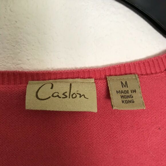 Caslon Pink Lightweight Scoop Neck Sweater - Size Medium - 3/4 Sleeves - Ribbed - Picture 3 of 5